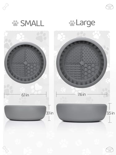 Dog Lick Bowl with Brush and Scraper (Gray / Small)