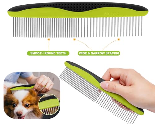 Double Sided Undercoat Rake for Dogs & Cats with Thick Double Coats (Green(Double-Sided))