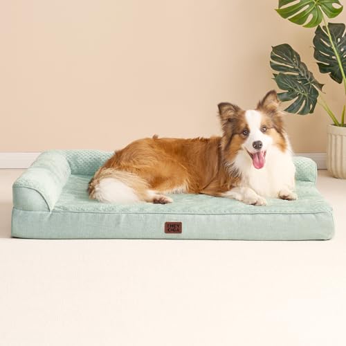 XL Dog Bed Memory Foam for Crate (Greyish Green / 41.0"L x 27.0"W x 6.5"Th)