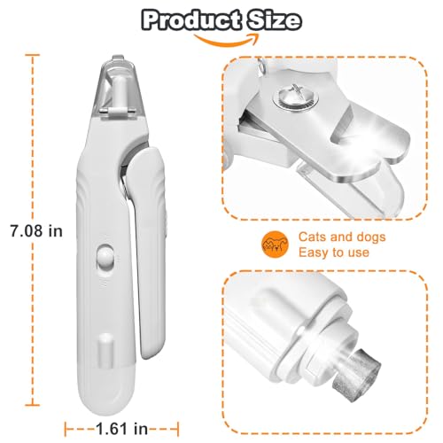 2-in-1 Dog Nail Grinder & Dog Nail Clipper for Sensitive Pets (White)