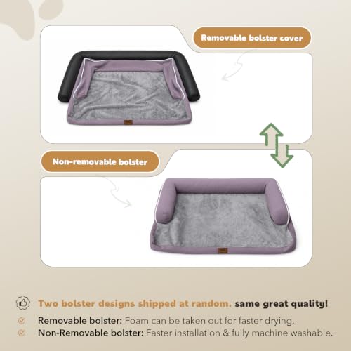 Orthopedic Waterproof Jumbo Dog Bed with Bolster for Extra Large Dogs (53.0"L x 42.0"W x 8.0"Th / Purple)