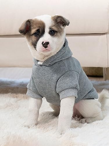 Basic Dog Hoodie Sweatshirt Puppy Sweater Warm Cat Costumes Pet Clothes for Chihuahua Puppy Kitten Small Medium Dogs Grey and Cadet Blue X (X-Small / Grey and Cadet Blue)
