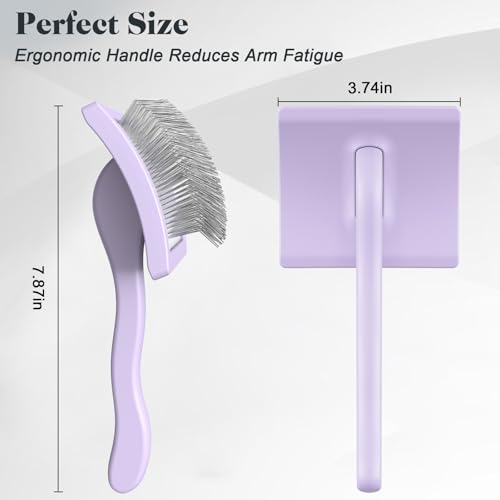 2PCS Slicker Brush for Dogs & Pet Comb (Light Purple / Large)