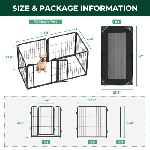 Homeplus Indoor Dog Playpen with Mesh Top Cover (Black / 24"H)