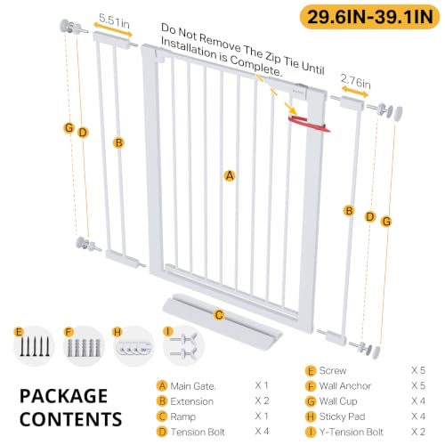 29.6 39.1 in Wide x 35.5 in High Extra Tall Baby Gate (White / 29.6-39.1"W x 35.5"H)