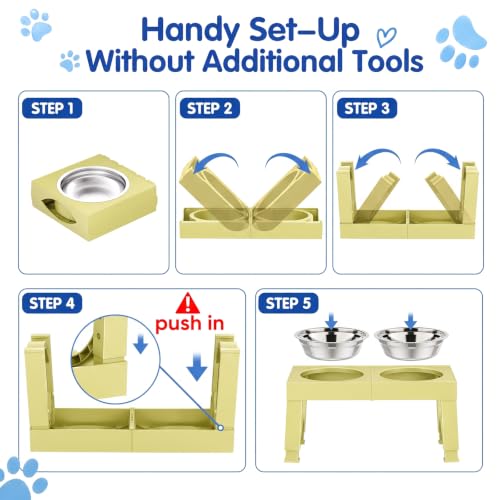 Elevated Dog Bowls Large Breed Raised Dogs Bowl Stand Large (F-Yellow)