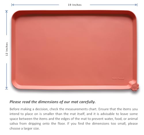 Waterproof Pet Feeding Mats with High Lips (19" x 12" / Burnt Coral)