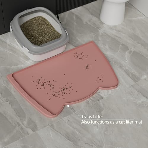 Large Dog Food Mat (24"L x 15"W / Rose)