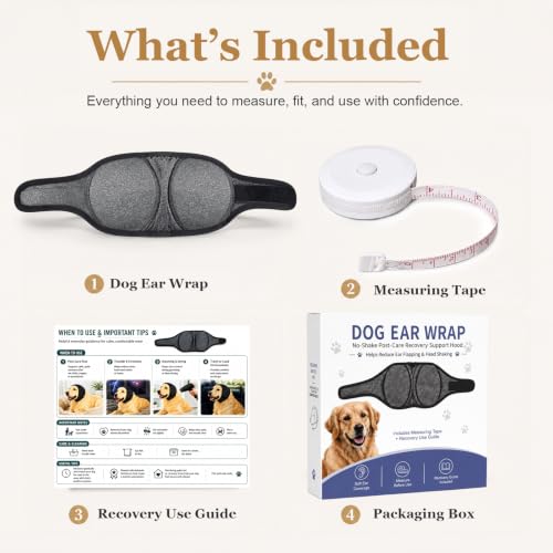 Dog Ear Wrap for Dogs (Charcoal Gray / Large)