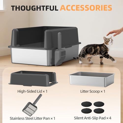 Stainless Steel Cat Litter Box (1 - Dark Gray (Pack of 1))