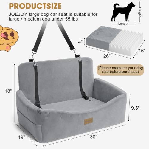 Dog Car Seat for Large Medium Sized Dogs Under 55 lbs (Light Grey / Medium/Large)
