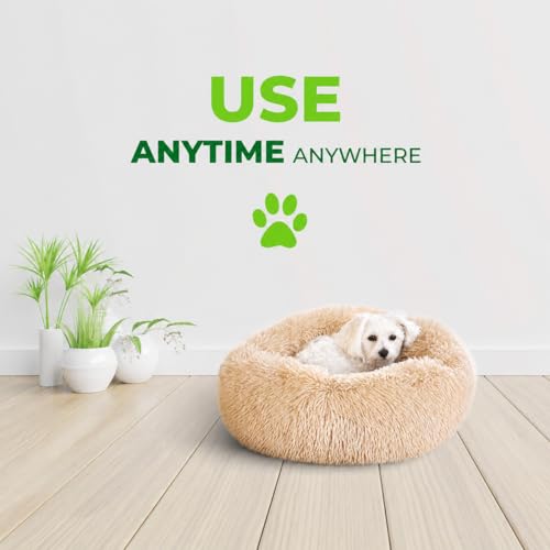 Cat Beds for Indoor Cats & Small Dog (Khaki / 23.00" x 23.00" x 7.00")