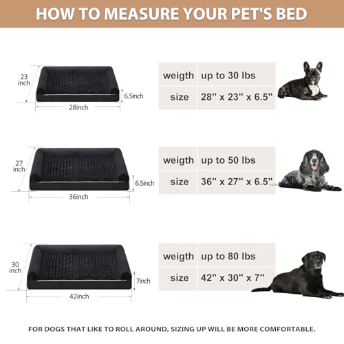 Orthopedic Washable Large Dog Bed for Senior Dog Comfy Sleep (36"l x 27"w x 6.5"th / Black)
