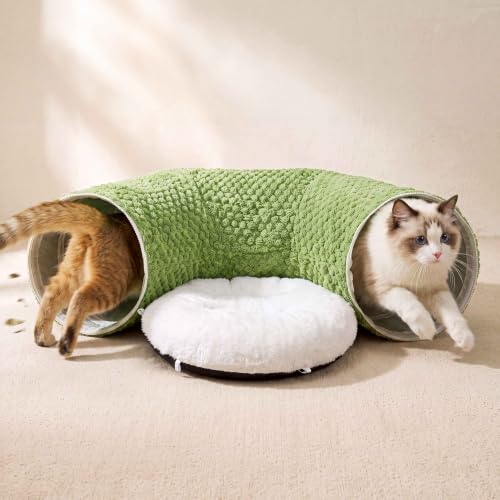 Cat Tunnel Bed with 20 Cat Toys (Light Green / Large)