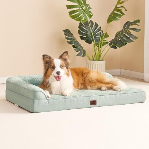 XXL Dog Bed Memory Foam (Greyish Green / 48.0"L x 35.0"W x 7.5"Th)