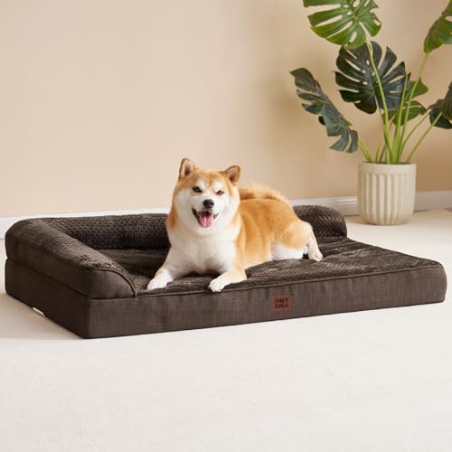 Memory Foam Dog Bed Large Size Dogs (Brown / 36.0"L x 27.0"W x 6"Th)