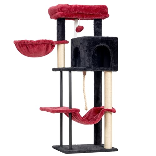Cat Tree 43.3'' Cat Tower with Hammock for KittensGCT004SBR (43.3 inches / Black and red)