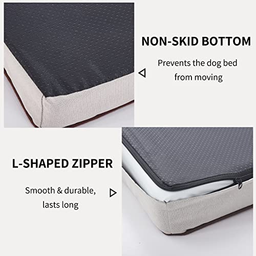 Orthopedic Memory Foam Dog Bed (Khaki Short Plush / XX-Large-47"x 29" x 3.5")
