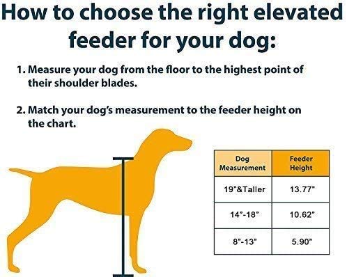 Elevated Dog Bowls Raised Pet Feeder Cat Food Water Diner Stand Set (L/13.8" Height)