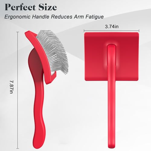 2PCS Slicker Brush for Dogs & Pet Comb (Red / Large)