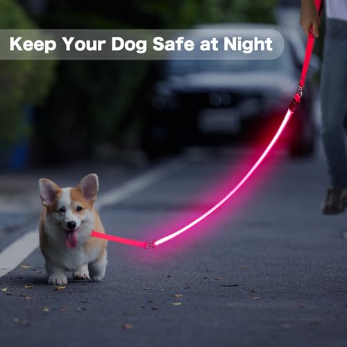 LED Light Up Dog Leash (Pink / 6Ft(Three-section))