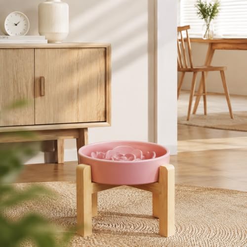 8.66 in Dog Bowl Ceramic Slow Feeder for Medium Large Dogs (Pink / 8.66in)
