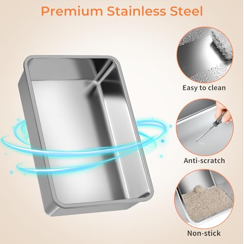 XL Stainless Steel Cat Litter Box with 110° Flip (Matte Black / X-Large)