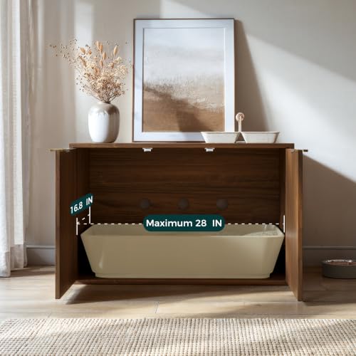 31.5" Cat Litter Box Enclosure Furniture (Walnut)