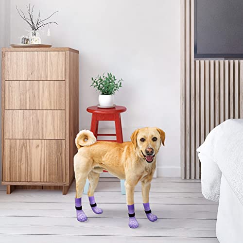 6PCS Anti Slip Dog Socks to Prevent Licking Paws (Medium (6 Count) / Purple)