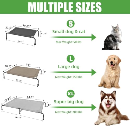 Raised Dog Bed for Extra Large Dogs (60.25"L x 37.25"W x 8"Th / Grey)