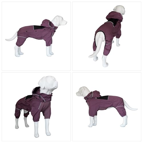 Waterproof Dog Raincoat with Removable Hood (Plum Purple / XXS (Back 9"))