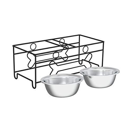 Set of 2 Stainless Steel Dog Bowls (6.5" Height)