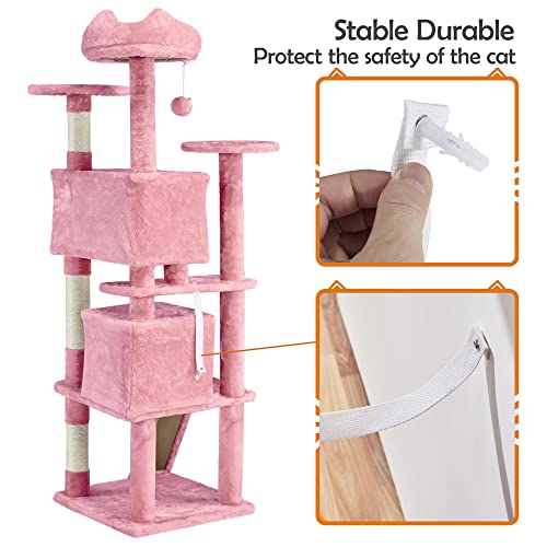 62in Cat Tree Tower (Pink / 62in)