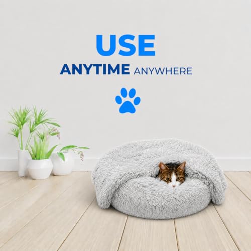 Cat Beds for Indoor Cats & Small Dog (Light Grey-C / 23.00" x 23.00" x 7.00")