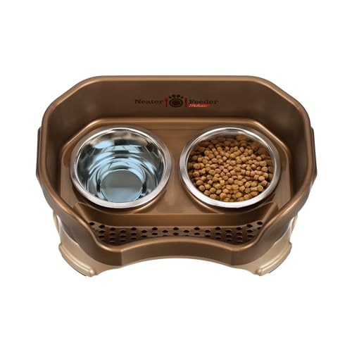 Neater Feeder Deluxe Mess Proof Cat Bowls Elevated (Cat with Standard Bowl / Bronze)