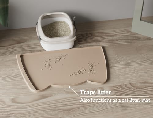 Large Dog Food Mat (24"L x 15"W / Beige)