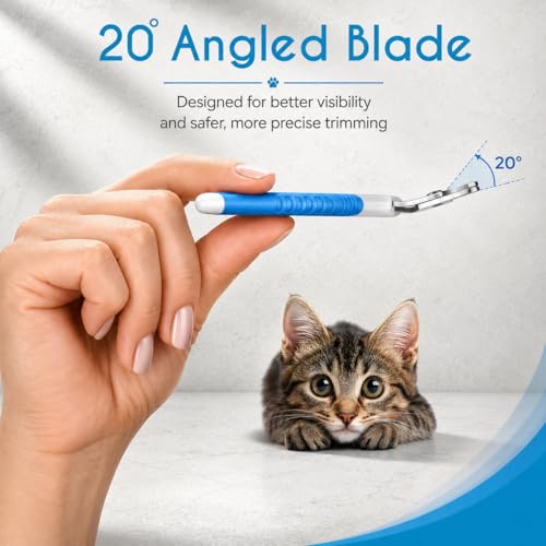Cat Nail Clipper Stainless Steel Cat Claw Trimmers for Rabbits (White & Blue / Small Pets)