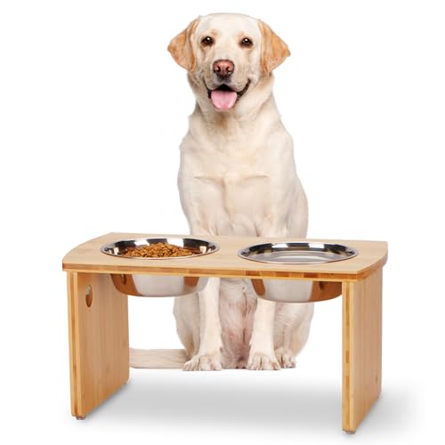 Elevated Dog Bowls (Natural / Large: 10'' Tall-48oz Bowl)