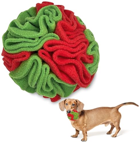 Small Breed Snuffle Ball Foraging Dog Toy Christmas Green (Red and Green / Small)