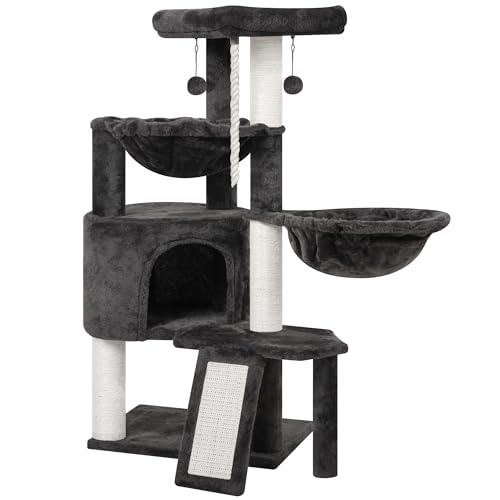 Xin Three Layer Cat Tree with Cat Condo and Two Hammocks (Small / Darkgray)
