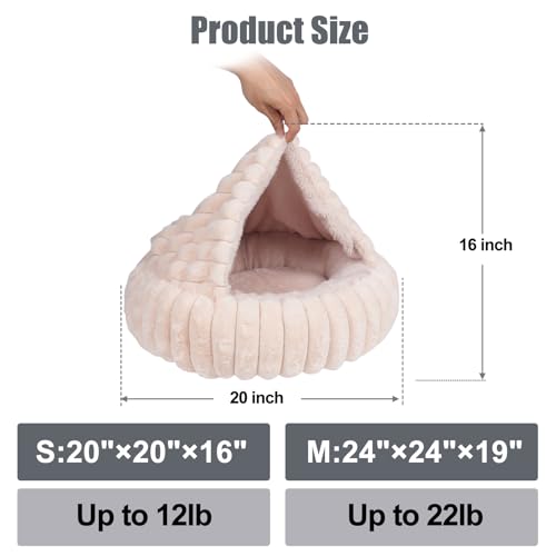 Cat Beds for Indoor Cats (20 x 20 inches / Beige Pink)