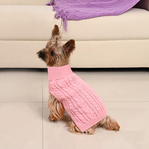 Dog Sweater 2 Pack for Small Dogs (Pink & Red / Small)