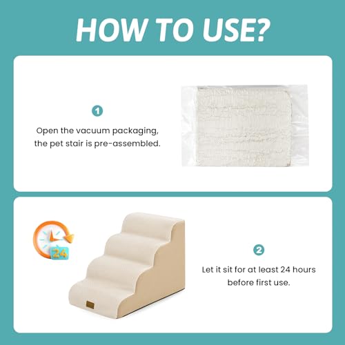 Wide Dog Stairs for Small Dog 19.7" H (Beige / Wide:17.7"x28"x19.7")