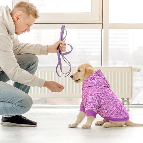 Dog Sweaters for Small Dogs Dog Hoodie Fleece Sweater Soft Clothes Sweatshirt with Pocket Hoodie for Small Dogs Puppy Sweater (X-Small / Purple)