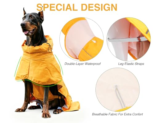 Dog Raincoat with Hood (yellow (Mesh Lining) / M)