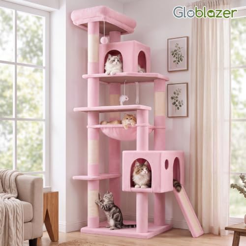 F70 Pro Pink Heavy Duty Cat Tree Tower for Indoor Large Cats (70inch / Pink)