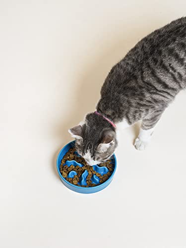 Ceramic Slow Feeder Dog Bowls Small Breed (Blue / S-0.5 Cups)