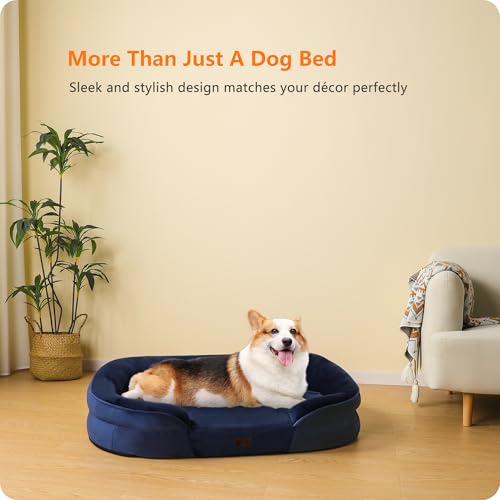 Orthopedic Waterproof Medium Dog Bed Sofa (Medium(36 x 25.5 x 6 inch) / Navy Blue)