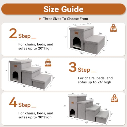 Dog Stairs with Storage (Grey With Condo / 2)