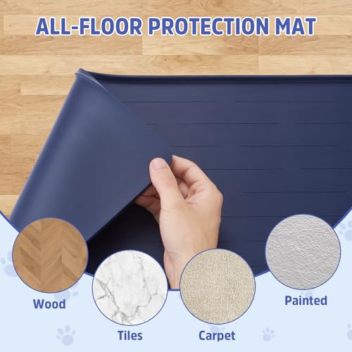 Large Dog Mats for Food and Water (Blue / 32"L x 24"W)